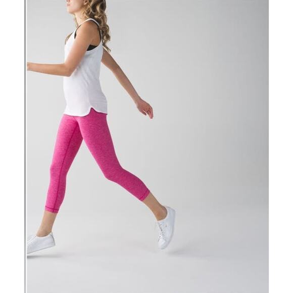 Lululemon Wunder Under Crop Leggings Heathered Jewelled Magenta Size 4 - Picture 9 of 9
